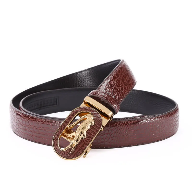 Men's Hollow Out Crocodile Automatic Buckle Leather Belt sold by FloralTrip