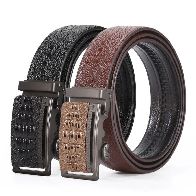 Men's Formal Crocodile Pattern Automatic Buckle Leather Belt sold by FloralTrip