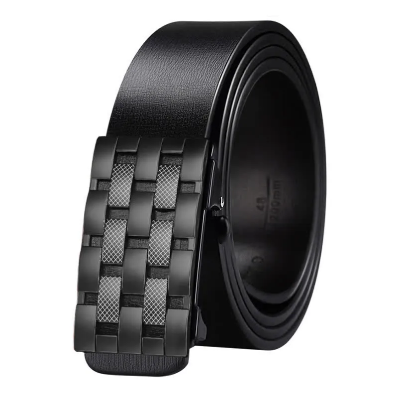 Men's Rectangular Grid Automatic Buckle Leather Belt sold by FloralTrip