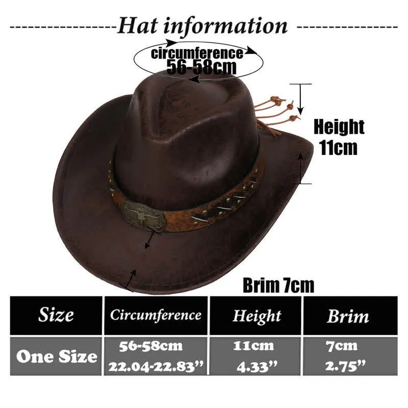 Longhorn Bull Vintage Imitation Leather Crack Cowboy Hat sold by FloralTrip product image thumbnail 3