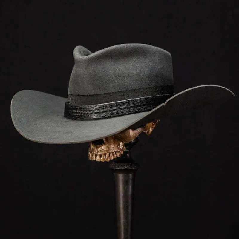 Simple Embossed Black Leather Wool Cowboy Hat sold by FloralTrip
