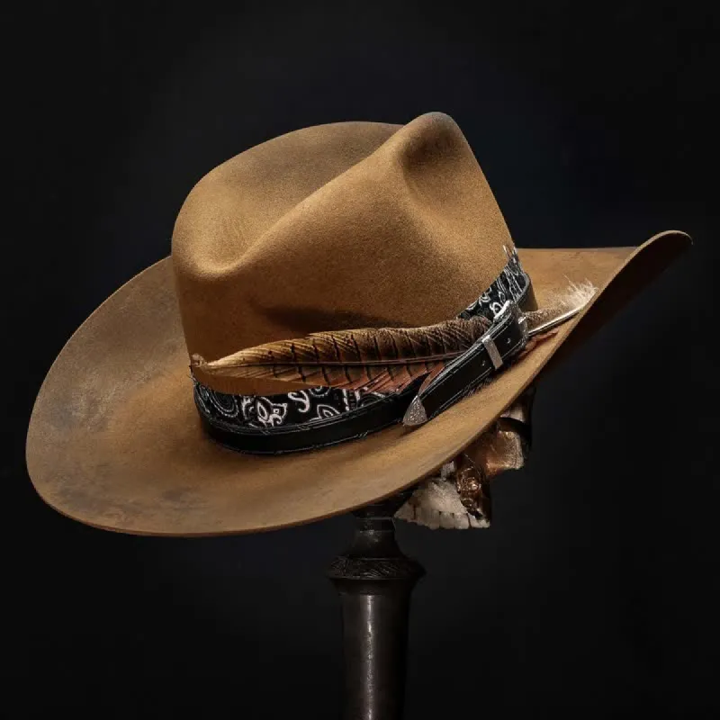 Paisley Leather Strap Feathers Wool Cowboy Hat sold by FloralTrip
