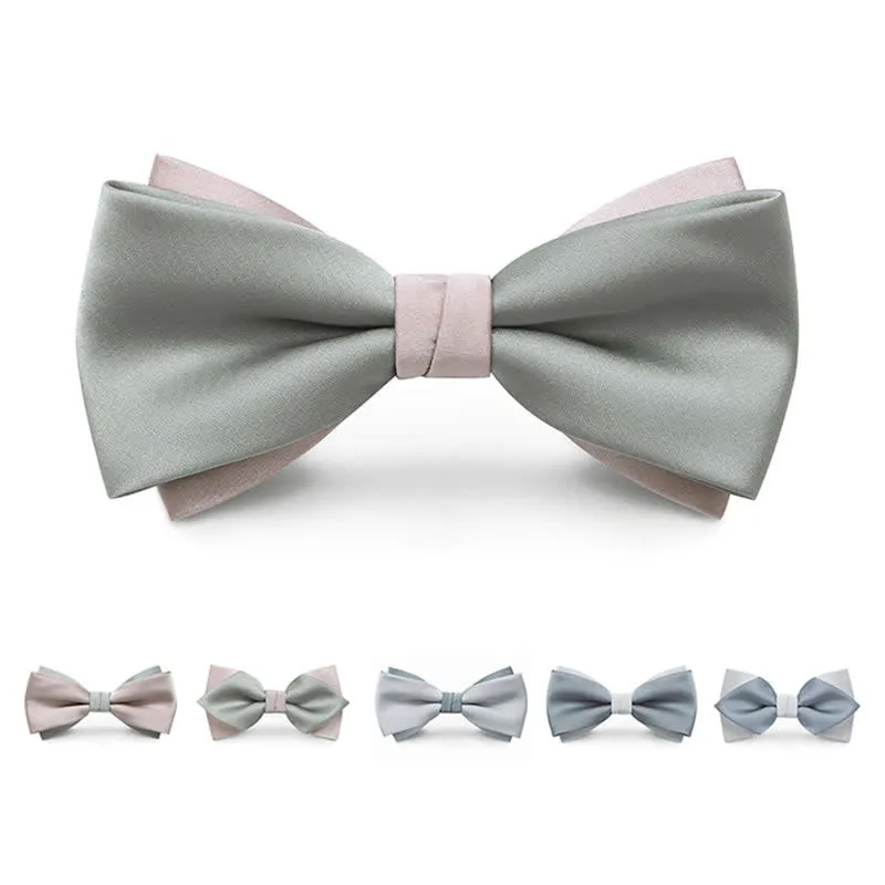 Men's Pale Color Double Layered Wedding Bow Tie sold by FloralTrip