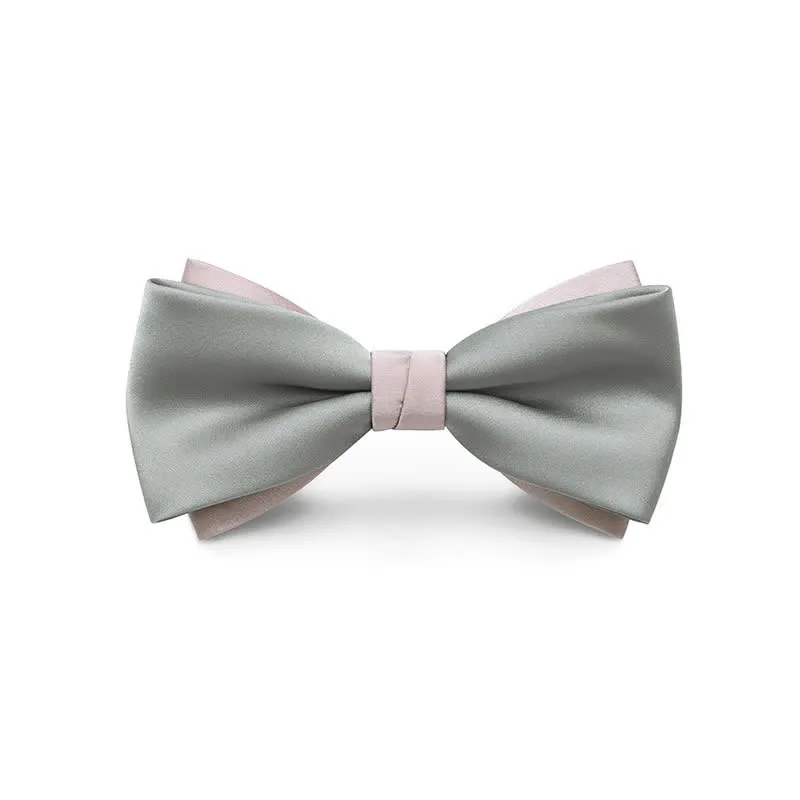 Men's Pale Color Double Layered Wedding Bow Tie sold by FloralTrip product image thumbnail 2
