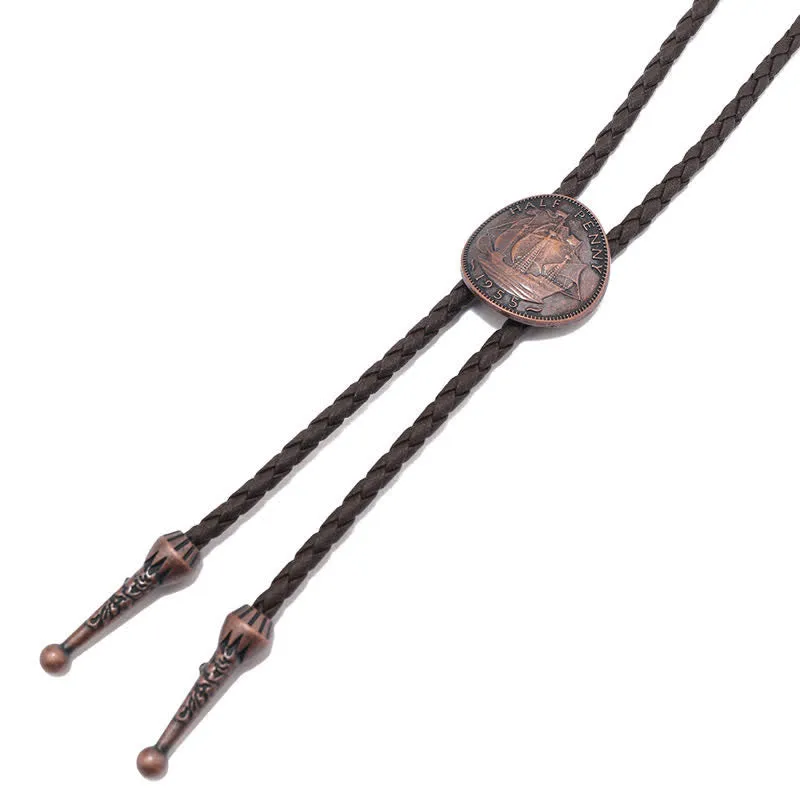Three Sailboats Ancient Coin Leather Bolo Tie sold by FloralTrip product image thumbnail 5