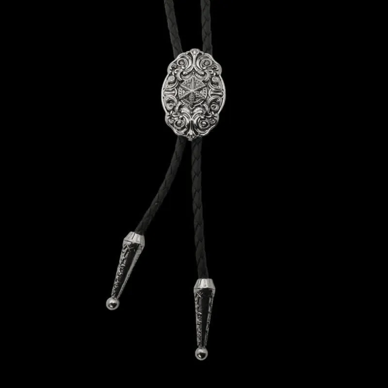 Western Texas Silver Star Carving Bolo Tie sold by FloralTrip