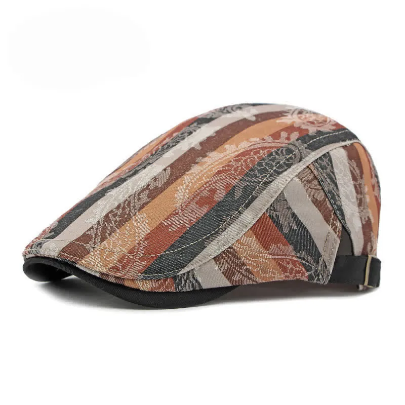 Four Seasons PaIsley Striped Flat Beret Hat sold by FloralTrip