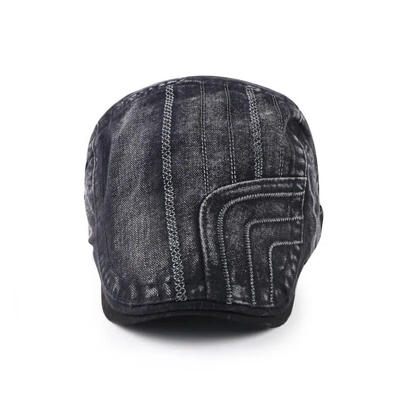 Distressed Embroidery Duckbill Flat Beret Hat sold by FloralTrip product image thumbnail 3