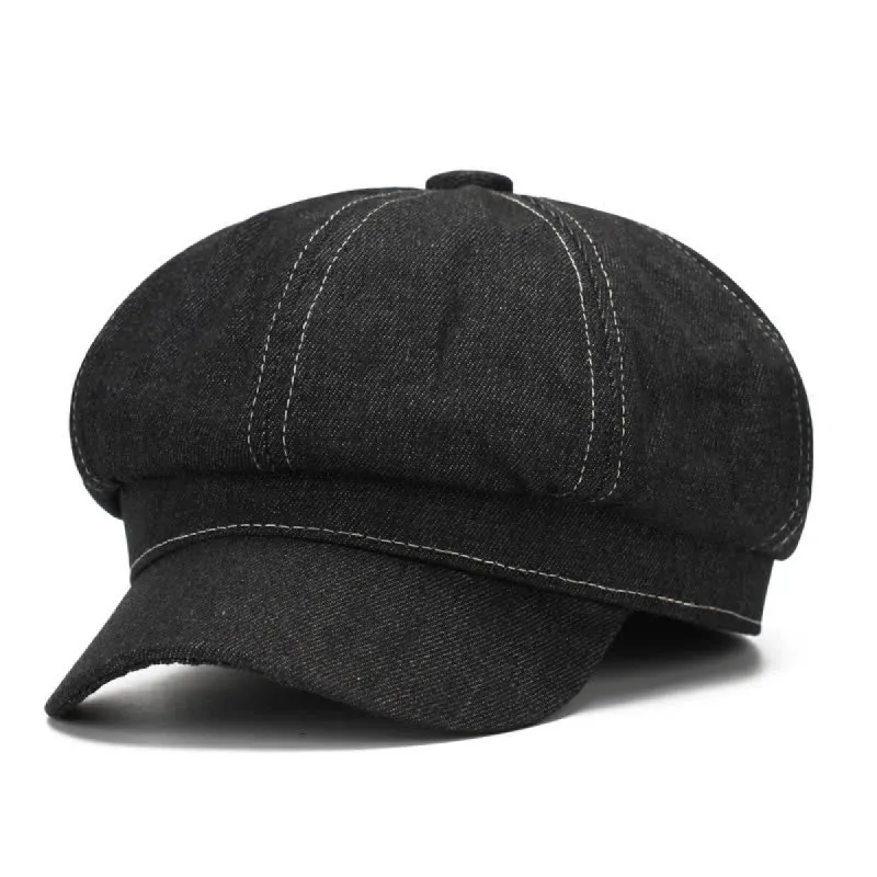 White Line Denim Newsboy Visor Beret Hat sold by FloralTrip