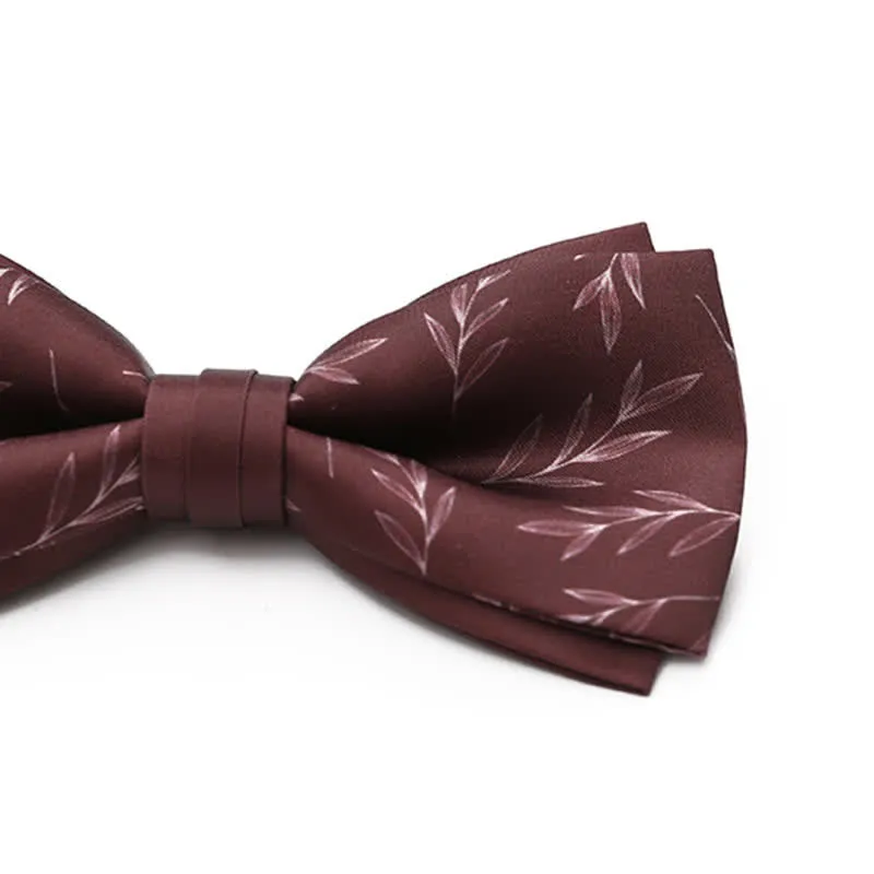 Men's Elegant Wine Red Willow Print Bow Tie sold by FloralTrip product image thumbnail 3