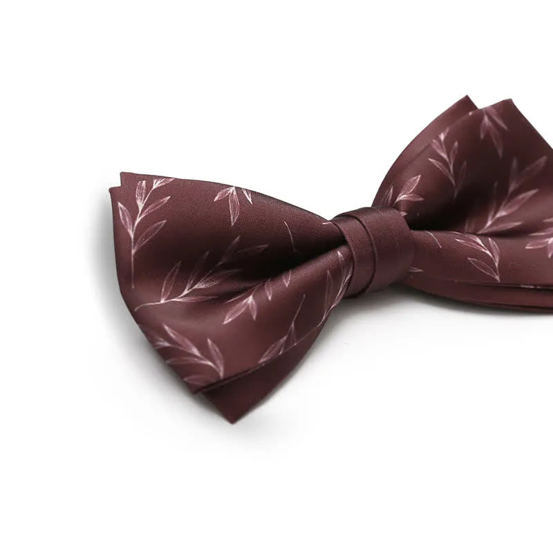 Men's Elegant Wine Red Willow Print Bow Tie sold by FloralTrip product image thumbnail 4