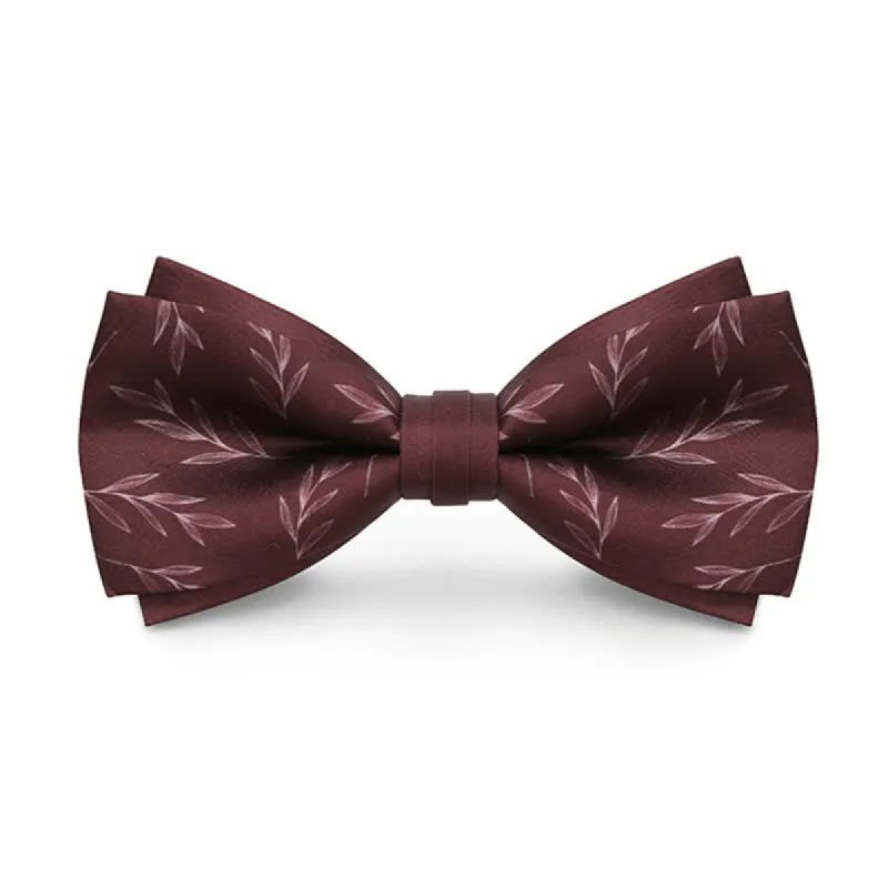 Men's Elegant Wine Red Willow Print Bow Tie sold by FloralTrip