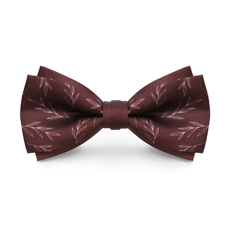 Men's Elegant Wine Red Willow Print Bow Tie sold by FloralTrip
