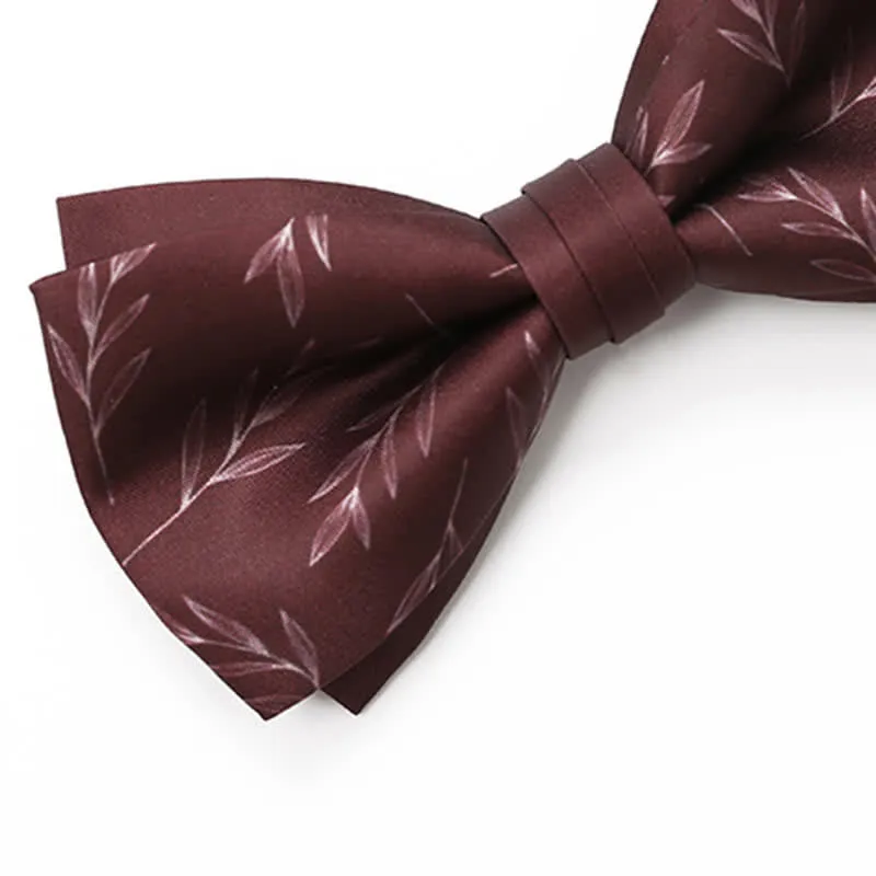 Men's Elegant Wine Red Willow Print Bow Tie sold by FloralTrip product image thumbnail 5