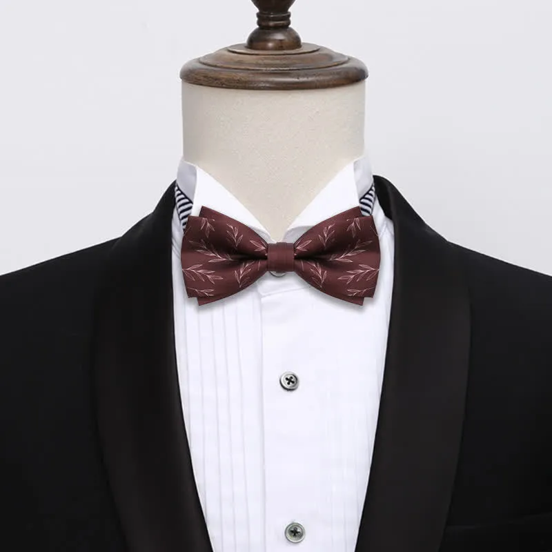 Men's Elegant Wine Red Willow Print Bow Tie sold by FloralTrip product image thumbnail 2