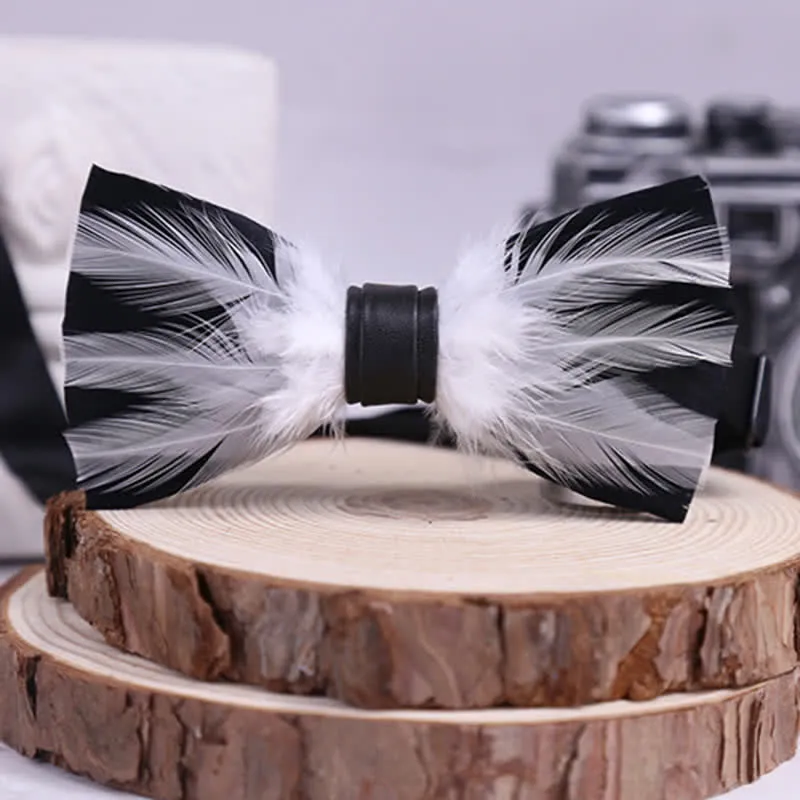 Red White Burgundy Pre-tied Feather Bow Tie sold by FloralTrip product image thumbnail 5