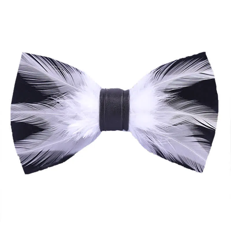 Red White Burgundy Pre-tied Feather Bow Tie sold by FloralTrip product image thumbnail 4