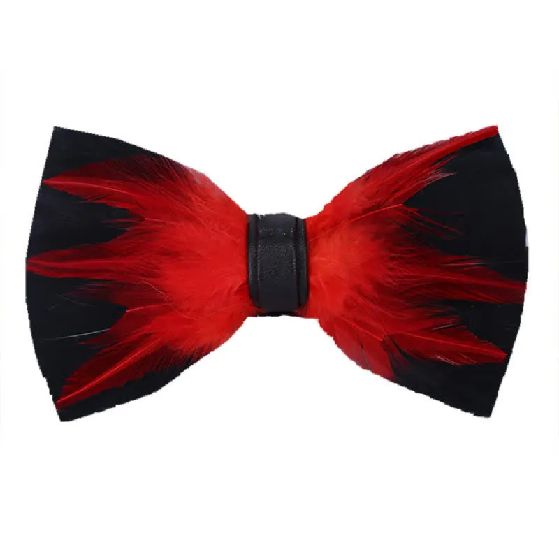 Red White Burgundy Pre-tied Feather Bow Tie made by FloralTrip