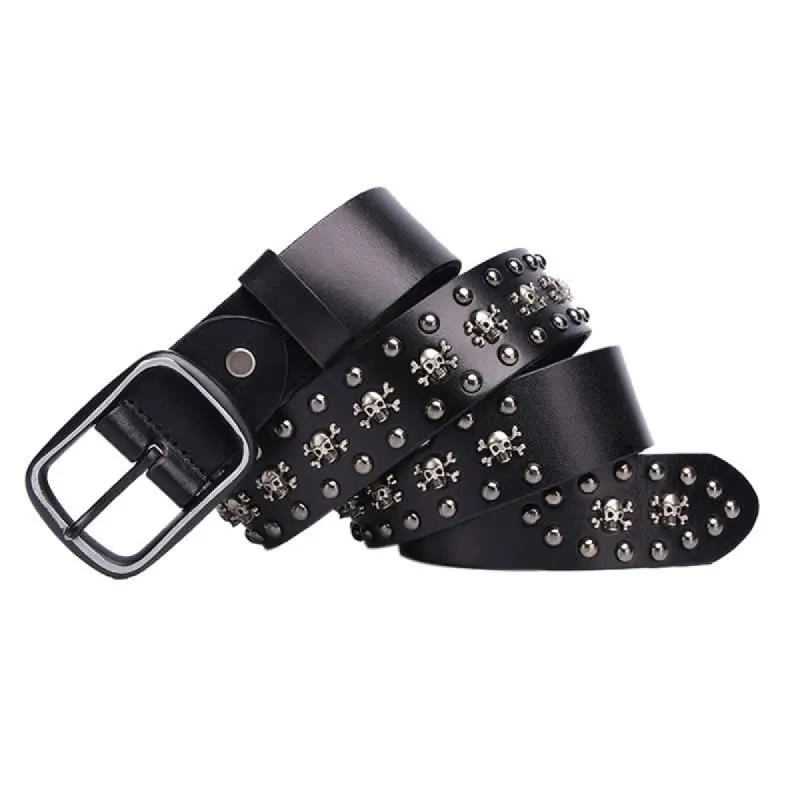 Studded Gothic MIni Skull Rivets Leather Belt sold by FloralTrip