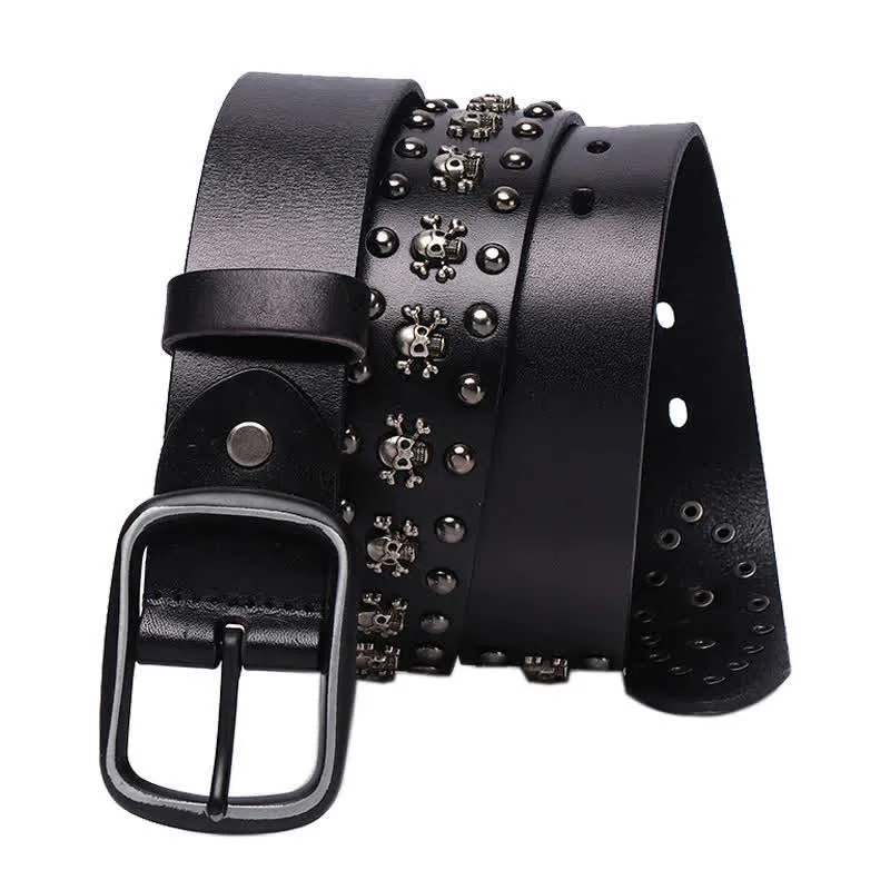 Studded Gothic MIni Skull Rivets Leather Belt sold by FloralTrip product image thumbnail 5
