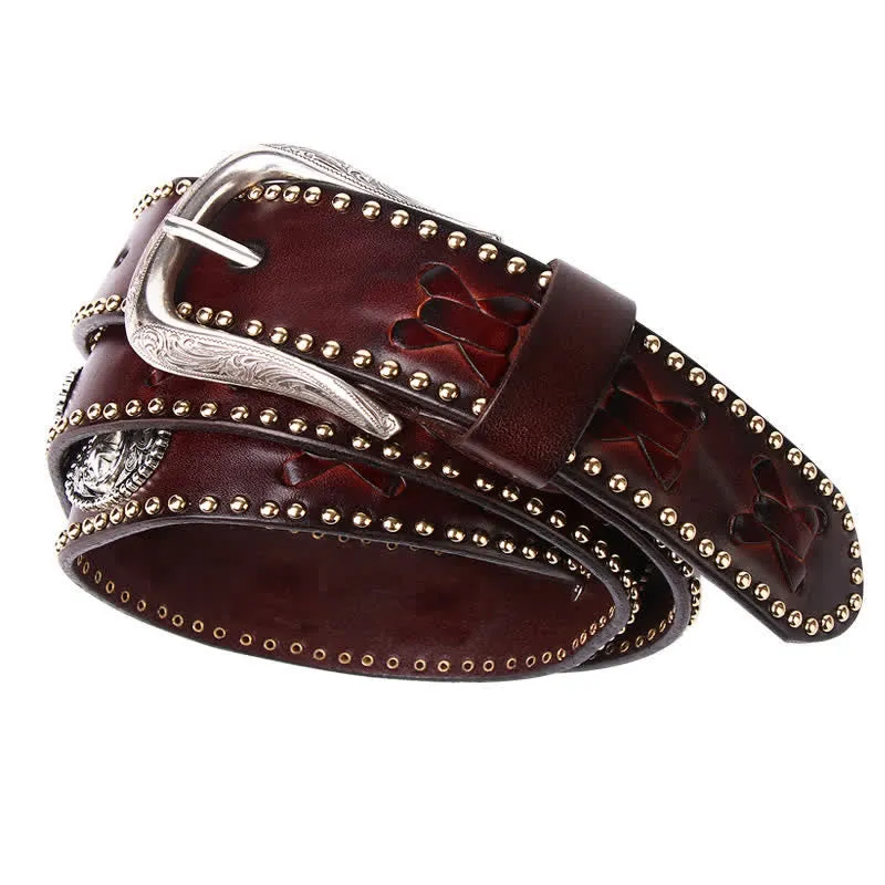 Weatern Style Five-Pointed Star Rivets Leather Belt sold by FloralTrip product image thumbnail 4