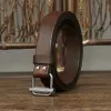 Retro Distressed Adjustable Smooth Buckle Leather Belt sold by FloralTrip