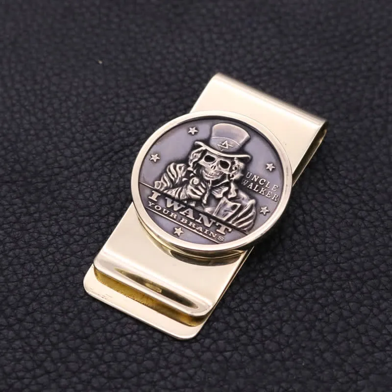 Bronze Evil Skull Soild Brass Money Clip sold by FloralTrip