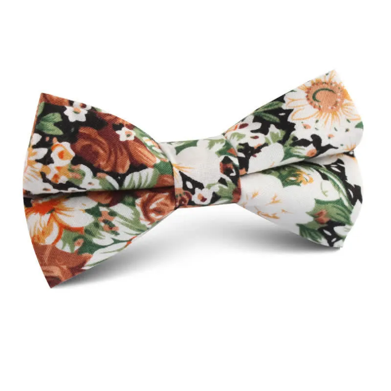 Men's Elegant Orange Floral Leaves Bow Tie sold by FloralTrip