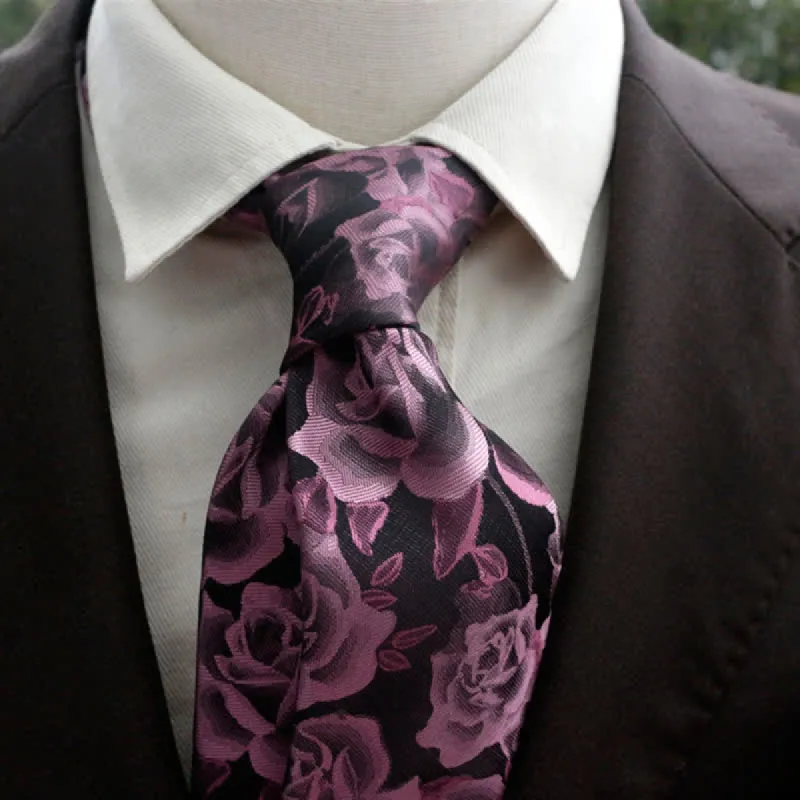 Men's Casual Personality Large Rose Floral Necktie sold by FloralTrip