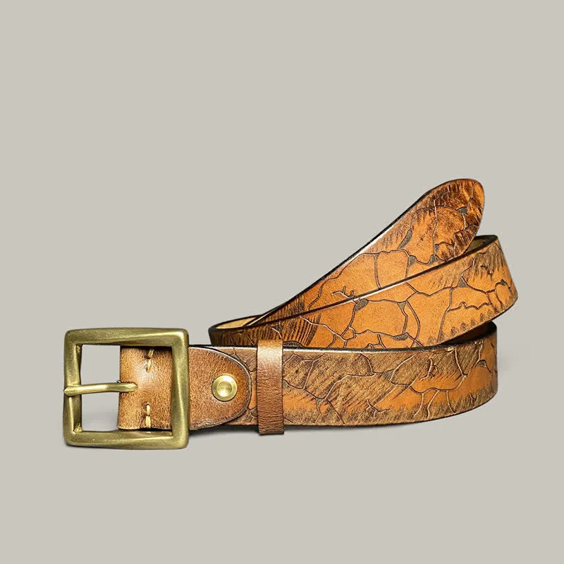 Distressed Cracked Embossed Pattern Strap Leather Belt sold by FloralTrip product image thumbnail 3