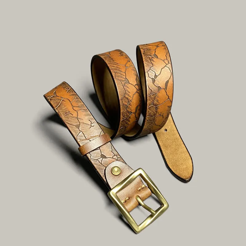 Distressed Cracked Embossed Pattern Strap Leather Belt sold by FloralTrip product image thumbnail 4