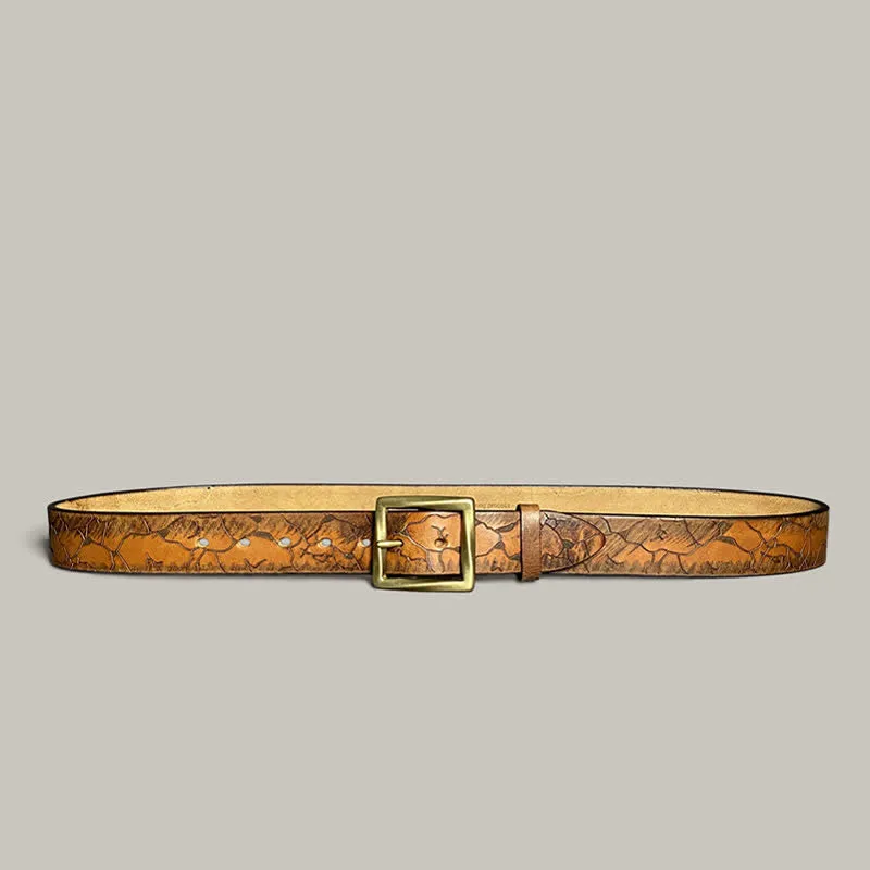 Distressed Cracked Embossed Pattern Strap Leather Belt sold by FloralTrip product image thumbnail 5