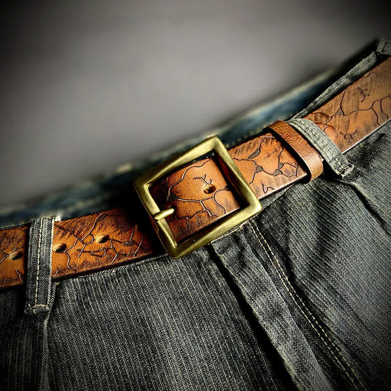 Distressed Cracked Embossed Pattern Strap Leather Belt sold by FloralTrip product image thumbnail 2