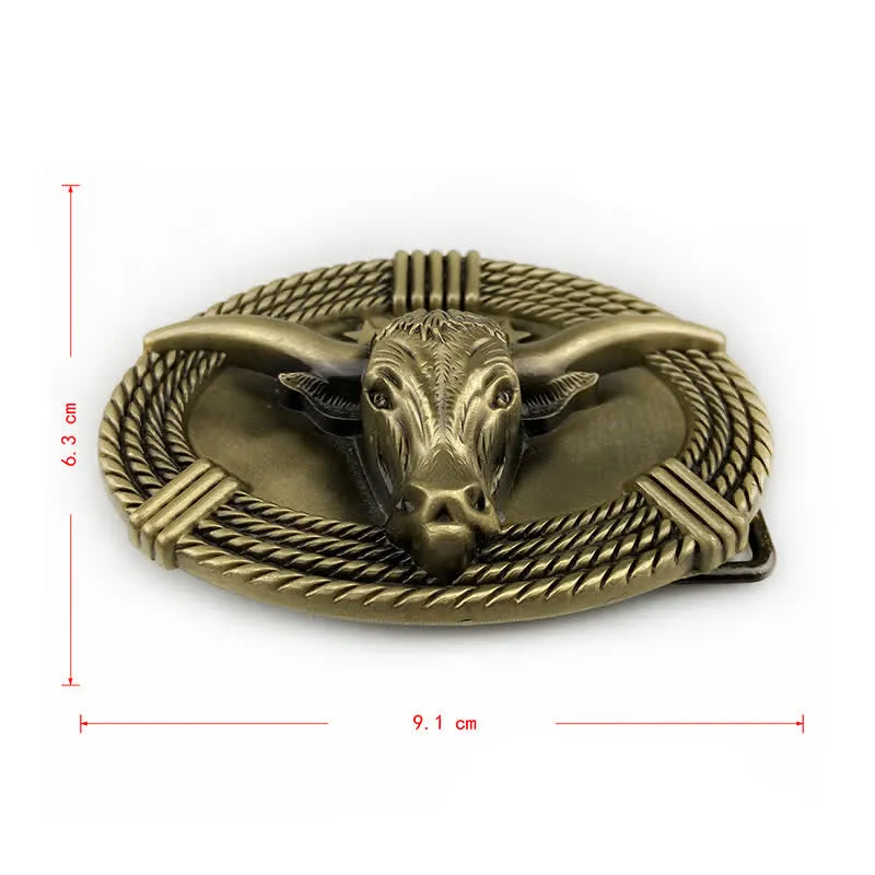 Men's DIY Retro Five Stars Bull Head Buckle Leather Belt sold by FloralTrip product image thumbnail 4