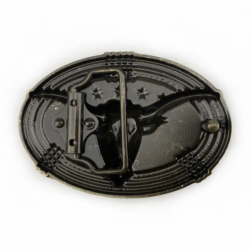 Men's DIY Retro Five Stars Bull Head Buckle Leather Belt sold by FloralTrip product image thumbnail 2