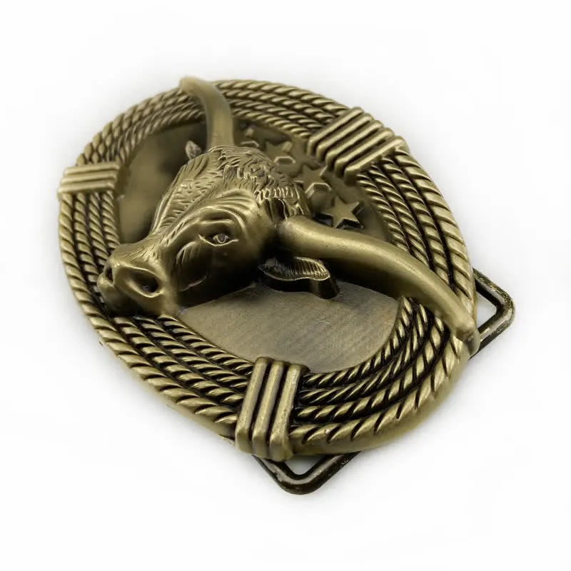 Men's DIY Retro Five Stars Bull Head Buckle Leather Belt sold by FloralTrip product image thumbnail 3