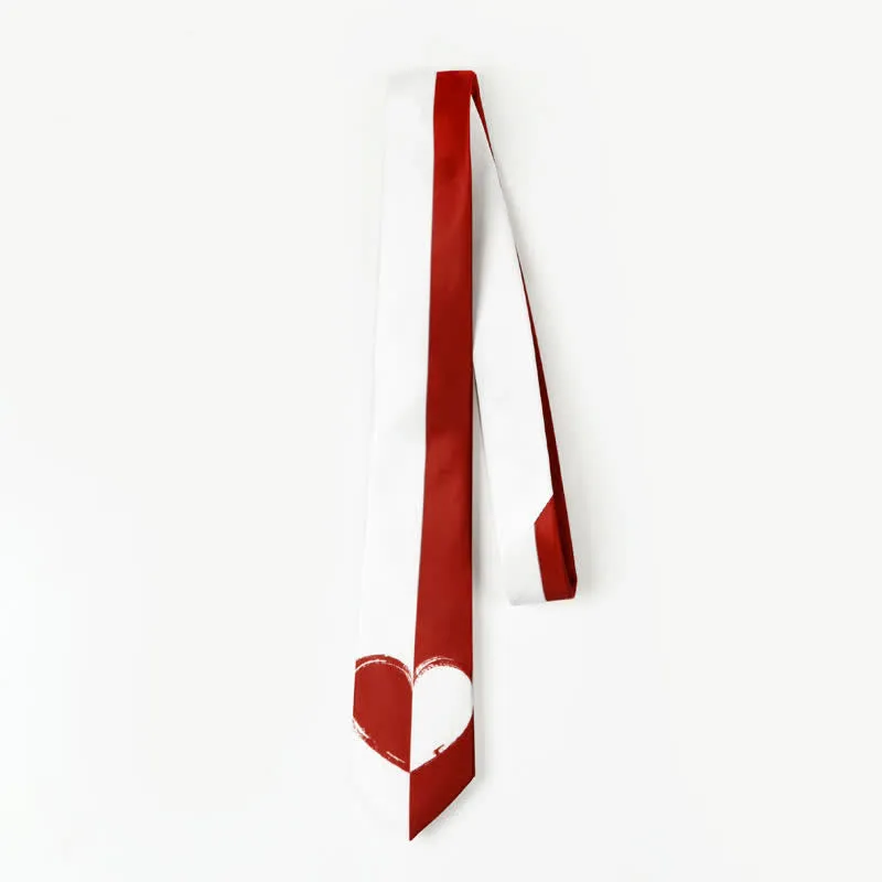 Men's Red & White Contrast Heart Lovers Necktie sold by FloralTrip product image thumbnail 3