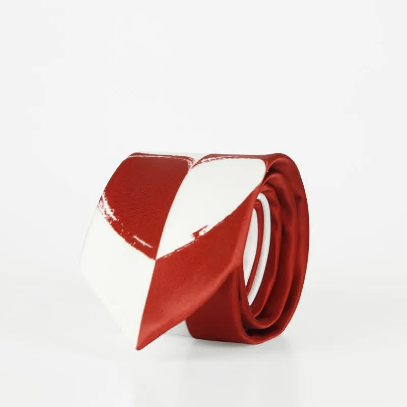 Men's Red & White Contrast Heart Lovers Necktie sold by FloralTrip product image thumbnail 4