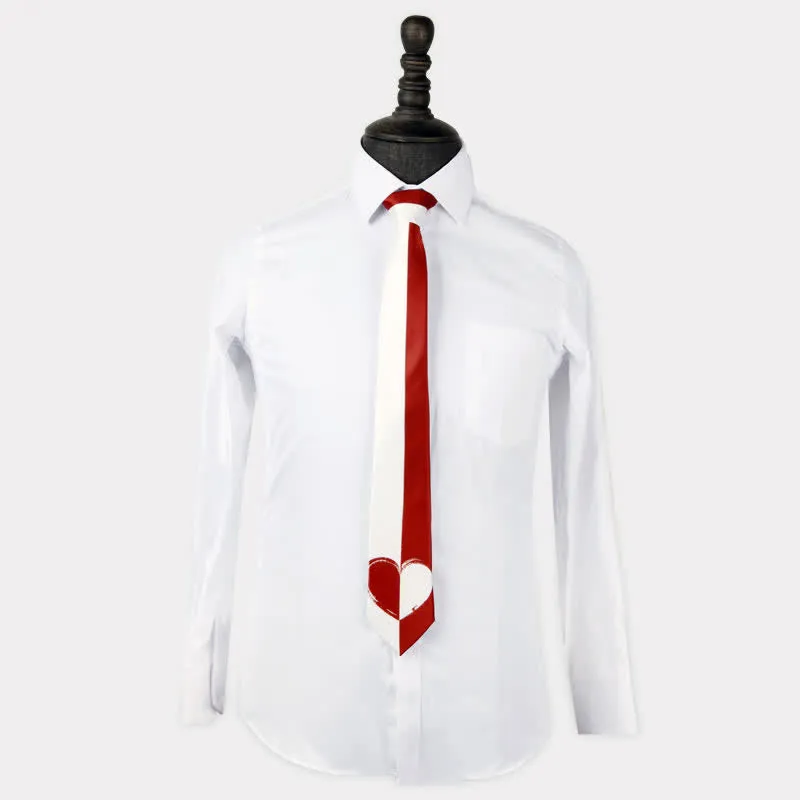 Men's Red & White Contrast Heart Lovers Necktie sold by FloralTrip product image thumbnail 2