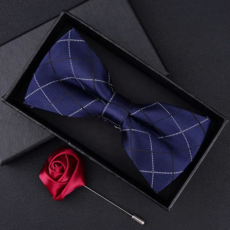 2Pcs Men's British Style Plaid Pattern Bow Tie Set sold by FloralTrip product image thumbnail 2