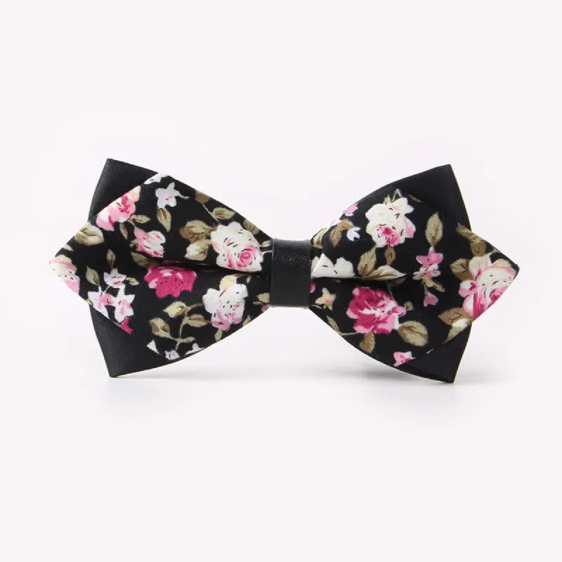 Men's Floral Double Layers Pointed Cotton Bow Tie sold by FloralTrip