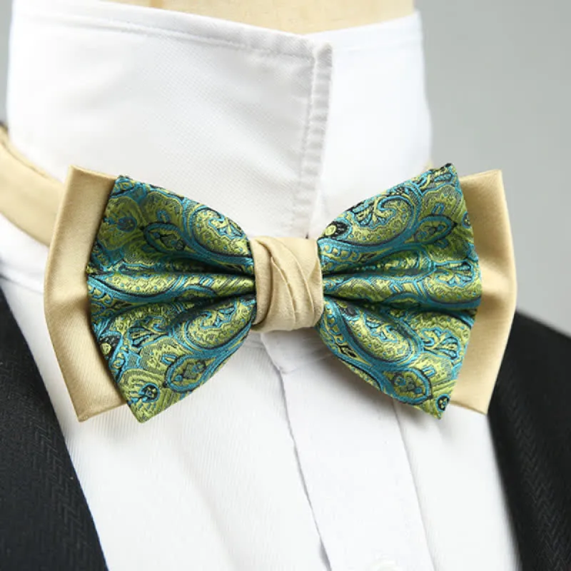 Men's Paisley Floral Double Layers Groomsmen Bow Tie sold by FloralTrip