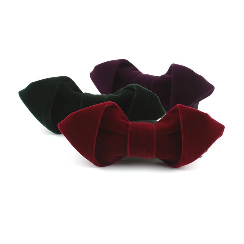 Men's Velvet Solid Color Party Business Pointed Bow Tie sold by FloralTrip