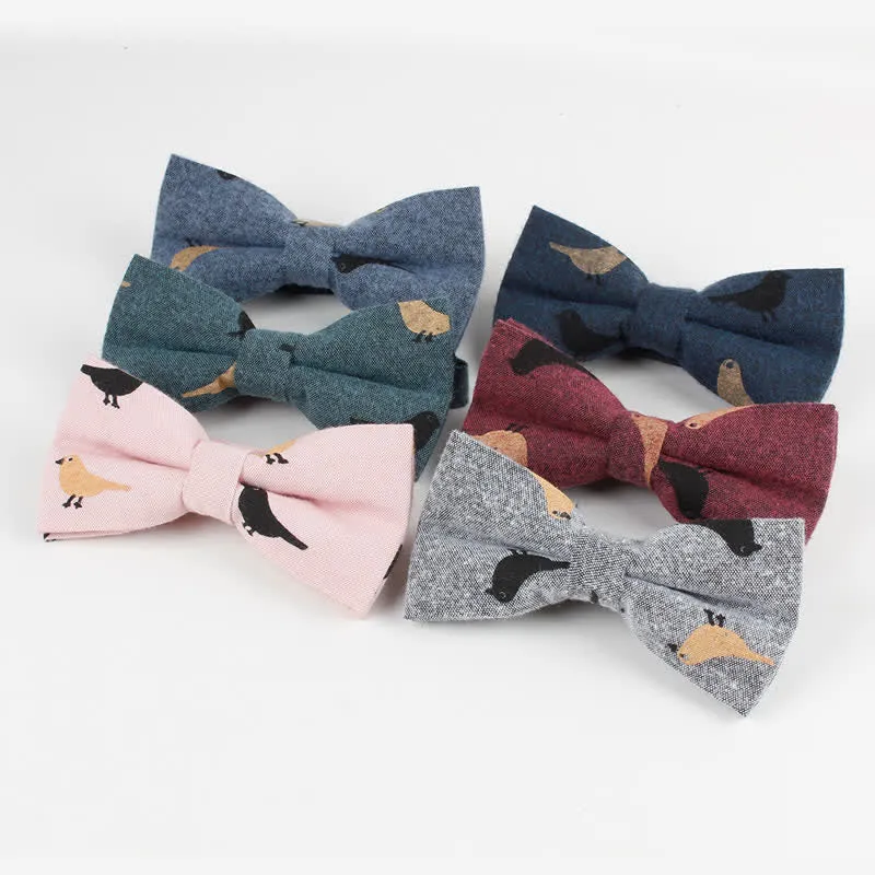 Men's Lovely Birds Feather Printed Cotton Bow Tie sold by FloralTrip product image thumbnail 4