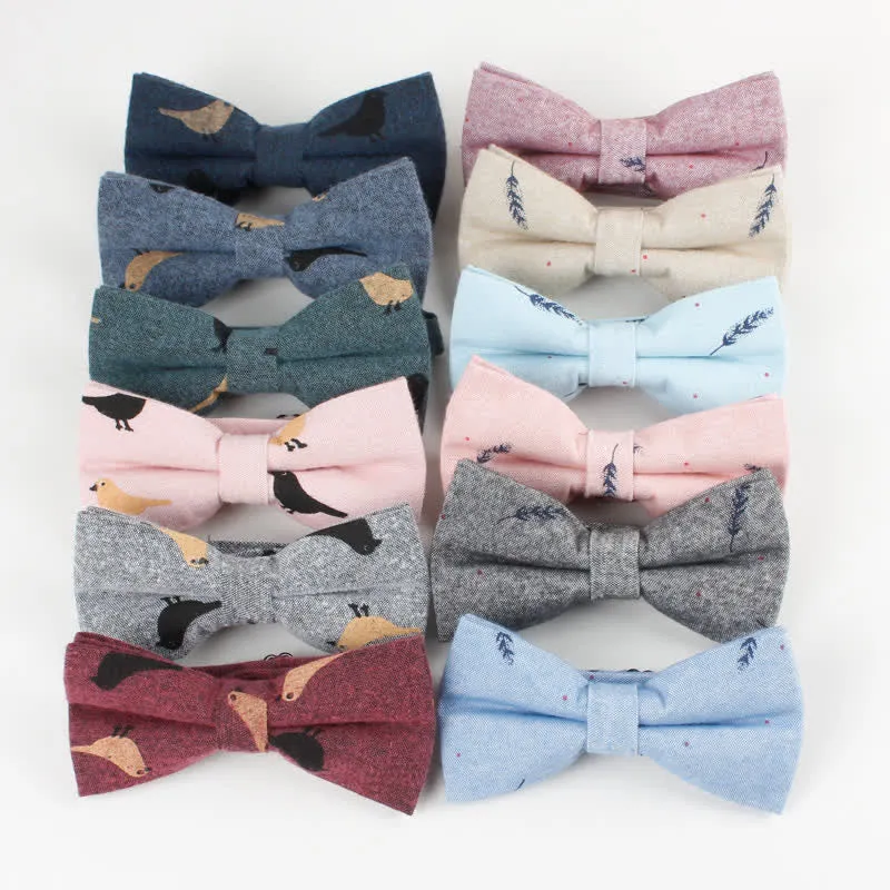 Men's Lovely Birds Feather Printed Cotton Bow Tie sold by FloralTrip product image thumbnail 2