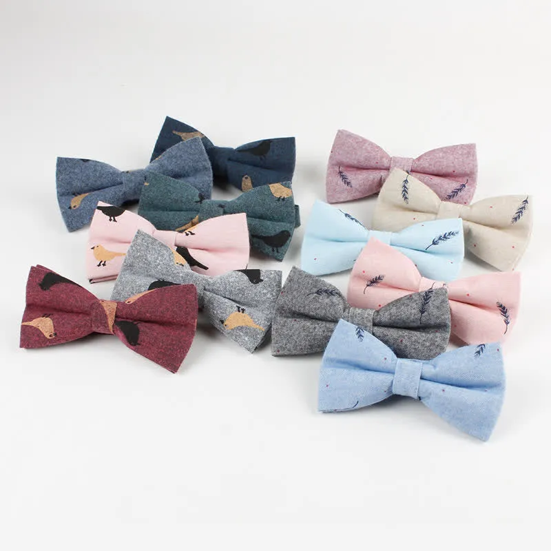 Men's Lovely Birds Feather Printed Cotton Bow Tie sold by FloralTrip product image thumbnail 3