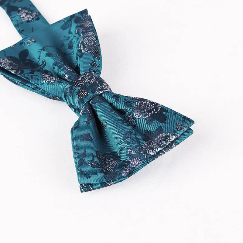 Men's Stunning Teal Floral Pattern Bow Tie sold by FloralTrip product image thumbnail 3