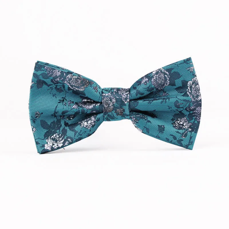 Men's Stunning Teal Floral Pattern Bow Tie sold by FloralTrip