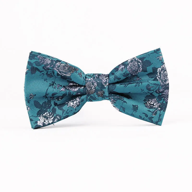 Men's Stunning Teal Floral Pattern Bow Tie sold by FloralTrip