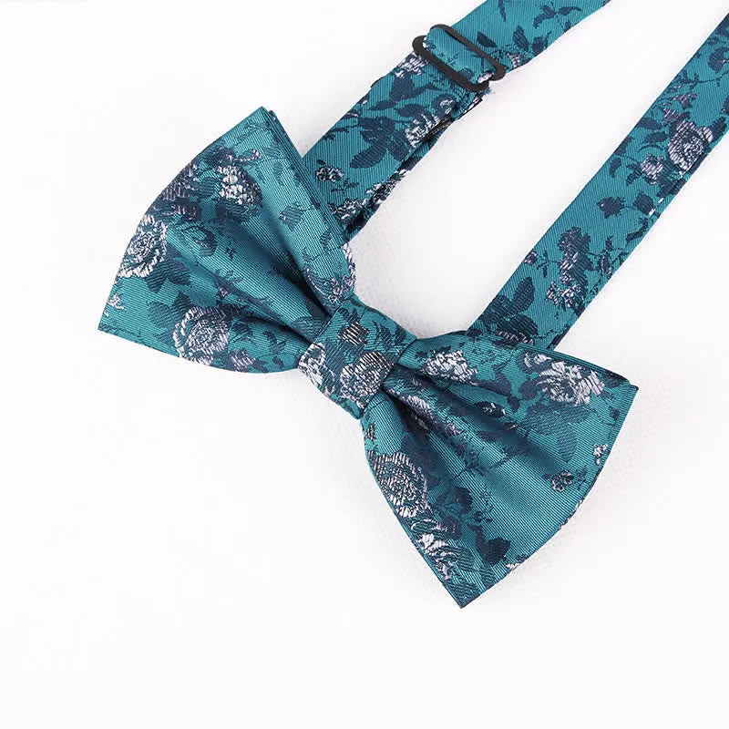 Men's Stunning Teal Floral Pattern Bow Tie sold by FloralTrip product image thumbnail 2